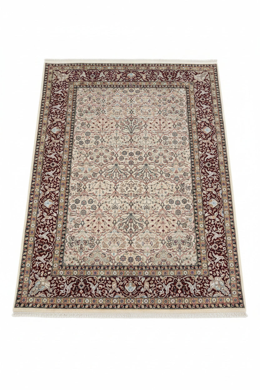 Tapet / Sidd.Hereke Yün Ipek.3706.Ivory / Red..N