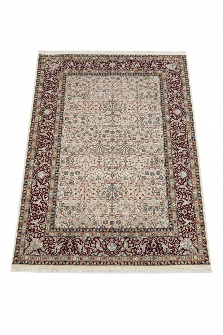 Tapet / Sidd.Hereke Yün Ipek.3706.Ivory / Red..N